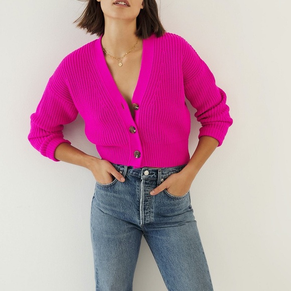 Mauve Cropped Cardigan Hot Pink 